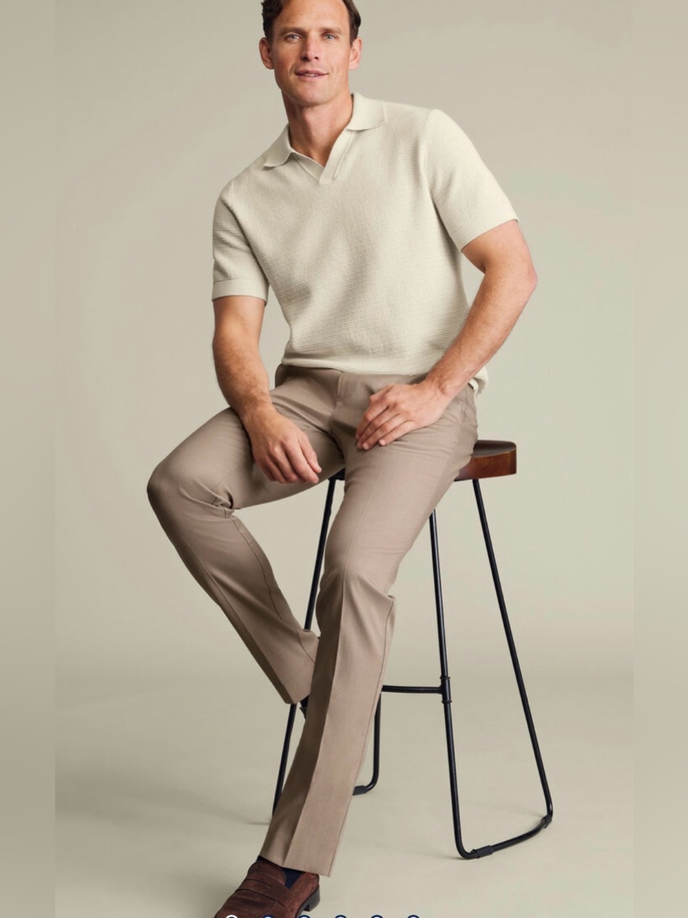 Camel Classic Fit Smart Texture Trousers - Size 36W / 32L